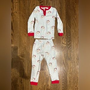 Smockingbird Christmas Vintage Santa Blue Pima Cotton Pajamas 3T